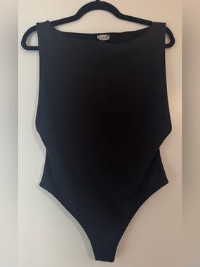 Sexy Black Bodysuit with Deep Arm Slits | NWOT